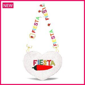 Beaded Crossbody Purse with Adjustable Strap for Fiesta Parties